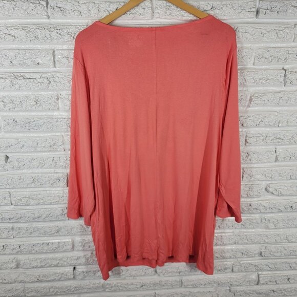 Lane Bryant Womens Top 26 28 Plus Tunic 3/4 Sleeve Orange ORA4E - Picture 5 of 7